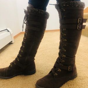 Brown lace up boots